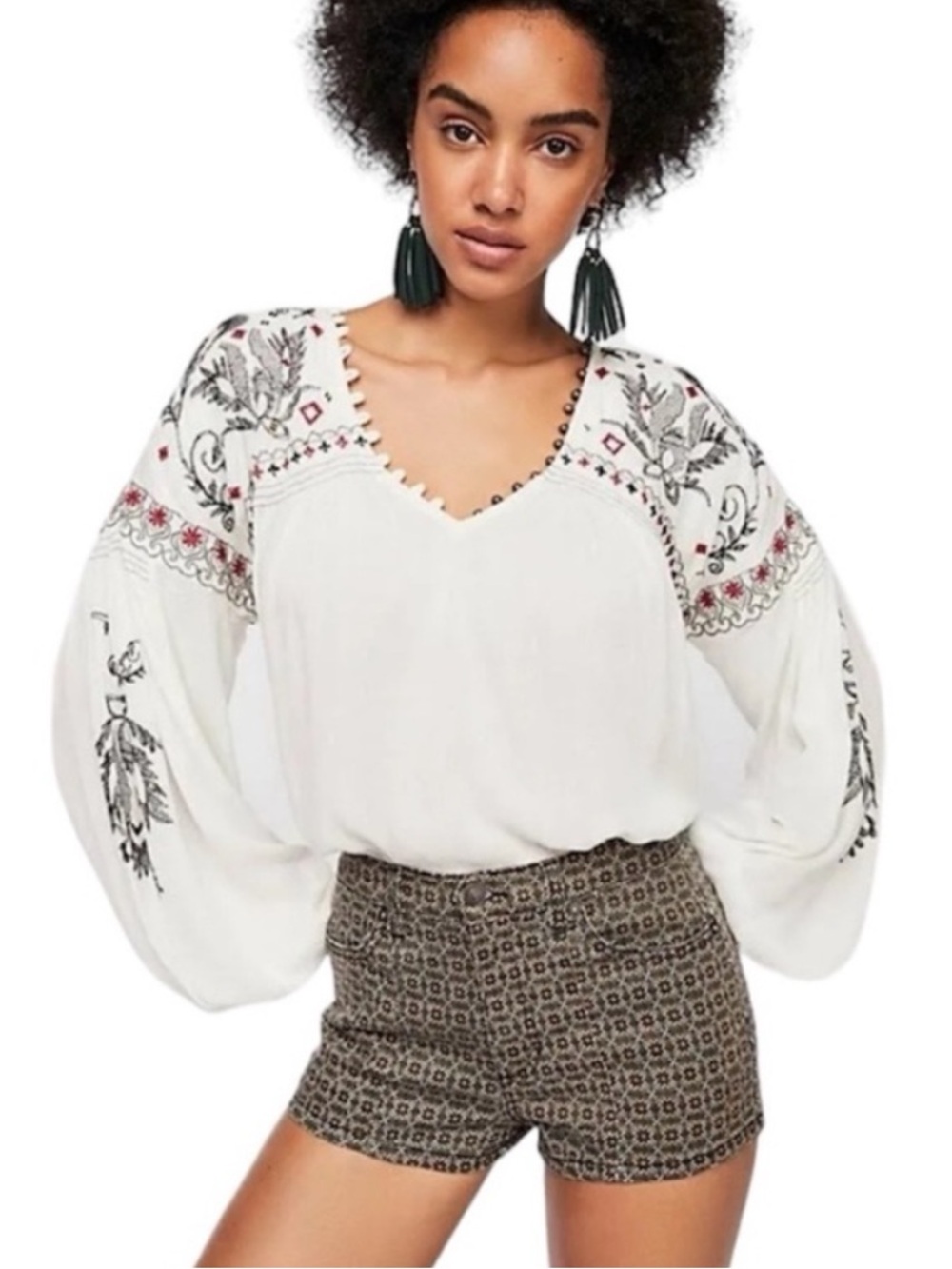 NWT Free People Rock It Tonight Oversized Boho Peasant Blouse